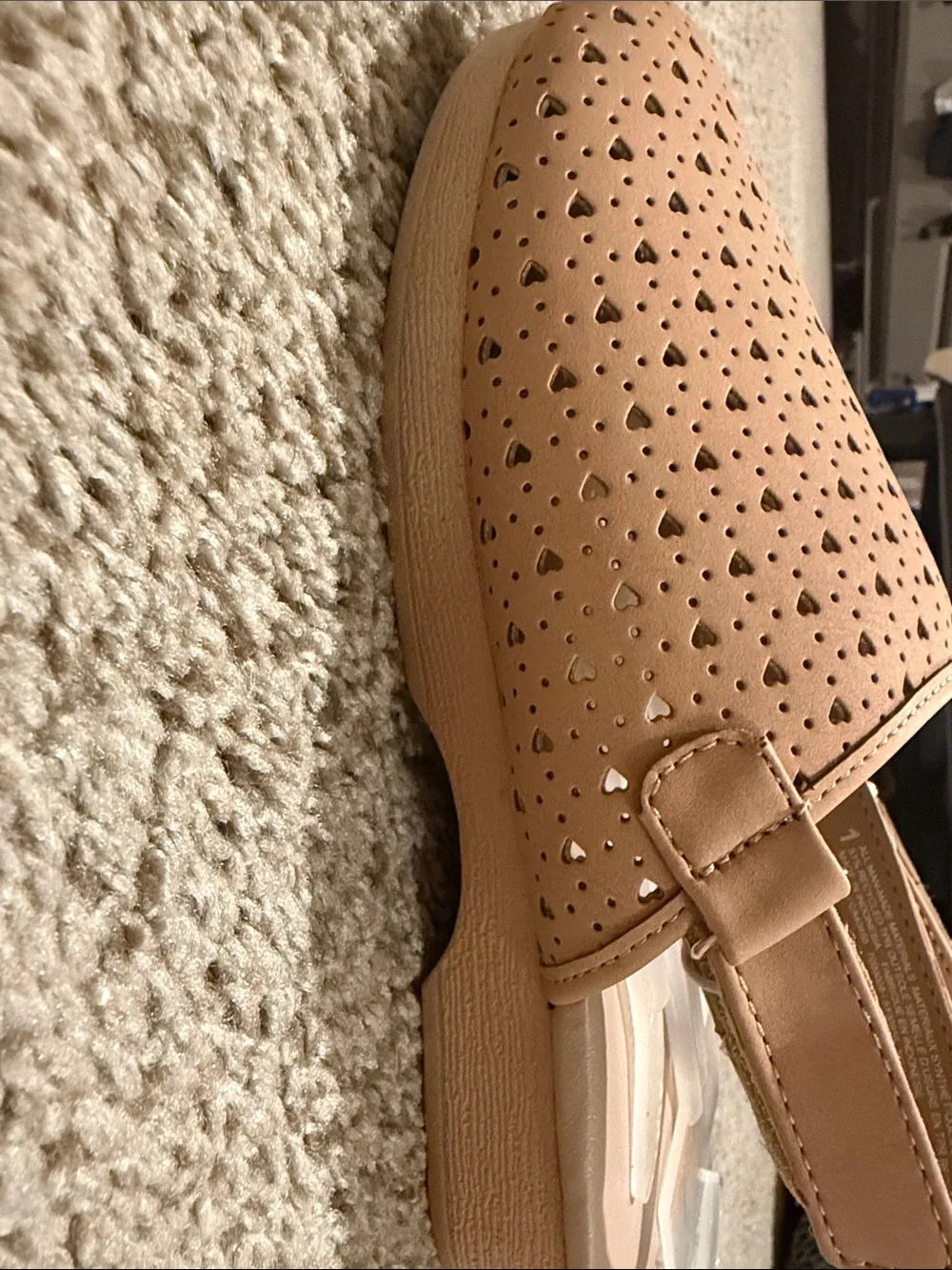 Gymboree Girls Tan Heart-Perforated Slingback Clogs